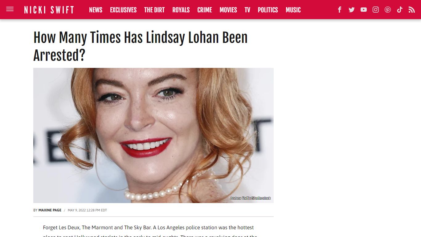 How Many Times Has Lindsay Lohan Been Arrested? - NickiSwift.com